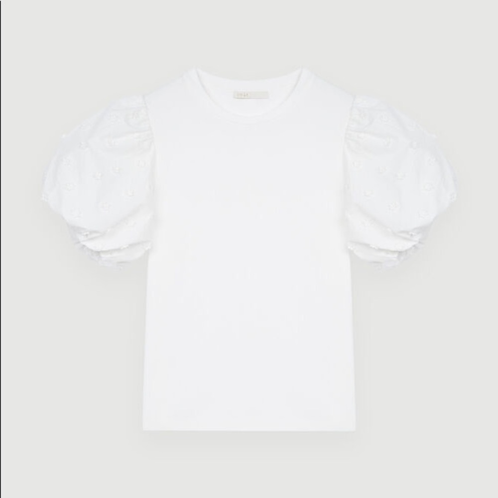Maje MIXED MATERIAL T-SHIRT